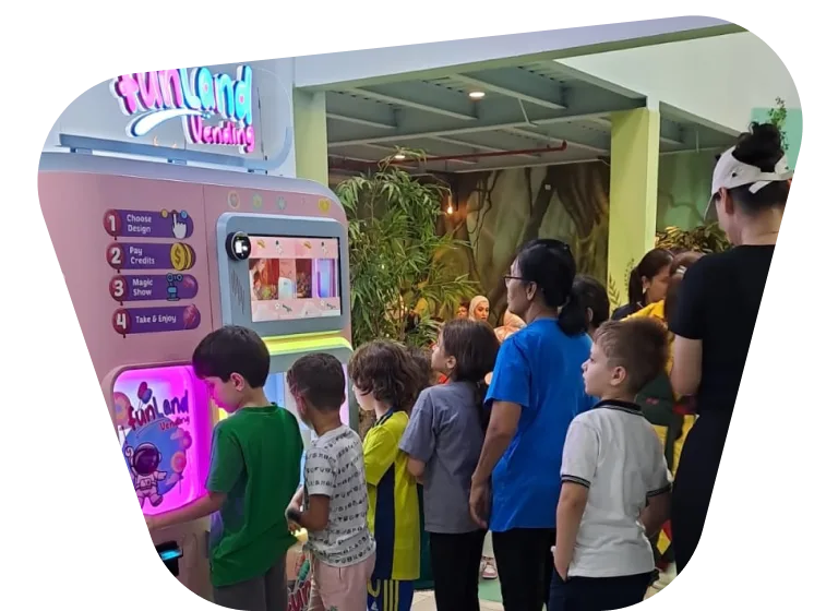 Funland Vending cotton candy machine installed at Ready Set Go indoor adventure park in Dubai