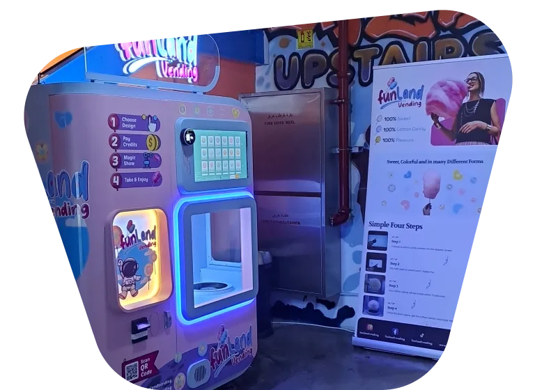 Cotton candy vending machine by Funland Vending at Air Maniax trampoline park, UAE